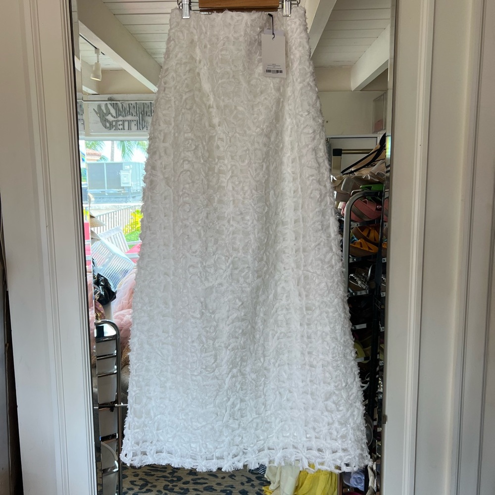Aje White Textured Maxi Skirt